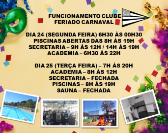 funcionamento clube feriado carnaval